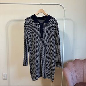 Zara | Blue Graphic Print Long Sleeve Knit Mini Dress Size L